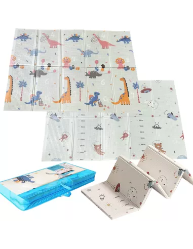 MATA PIANKOWA DWUSTRONNA SKŁADANA DUŻA 150 CM X 200 CM KOSMOS DINOZAURY