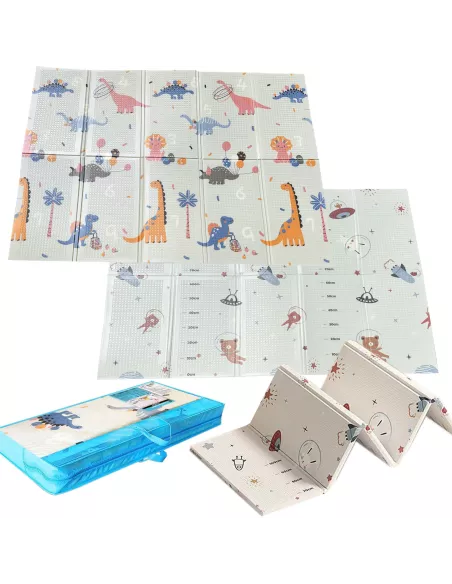 MATA PIANKOWA DWUSTRONNA SKŁADANA DUŻA 150 CM X 200 CM KOSMOS DINOZAURY