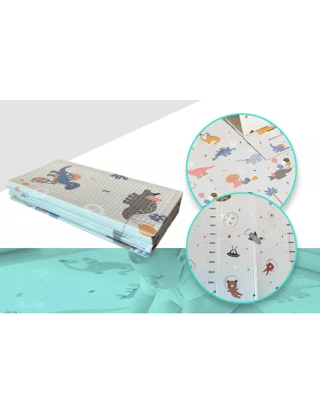 MATA PIANKOWA DWUSTRONNA SKŁADANA DUŻA 150 CM X 200 CM KOSMOS DINOZAURY