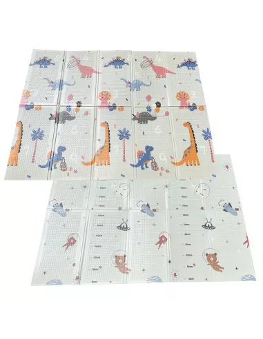 MATA PIANKOWA DWUSTRONNA SKŁADANA DUŻA 150 CM X 200 CM KOSMOS DINOZAURY