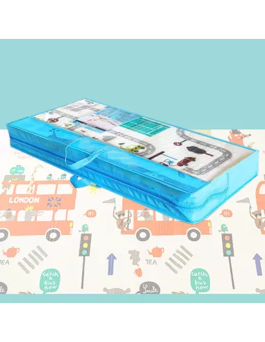 MATA PIANKOWA DWUSTRONNA SKŁADANA DUŻA 150 CM X 200 MIASTO AUTOBUS