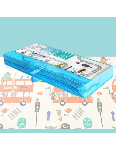 MATA PIANKOWA DWUSTRONNA SKŁADANA DUŻA 150 CM X 200 MIASTO AUTOBUS