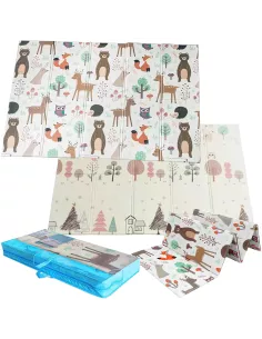 MATA PIANKOWA EDUKACYJNA SKŁADANA LAS 150x200cm ZWIERZĘTA SOWY