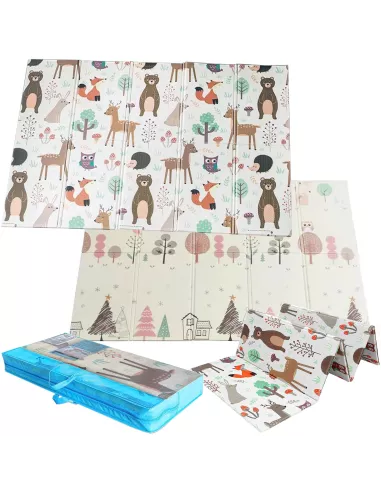 MATA PIANKOWA EDUKACYJNA SKŁADANA LAS 150x200cm ZWIERZĘTA SOWY