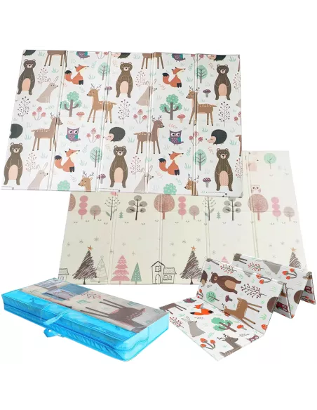 MATA PIANKOWA EDUKACYJNA SKŁADANA LAS 150x200cm ZWIERZĘTA SOWY