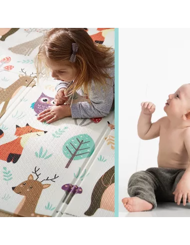 MATA PIANKOWA EDUKACYJNA SKŁADANA LAS 150x200cm ZWIERZĘTA SOWY