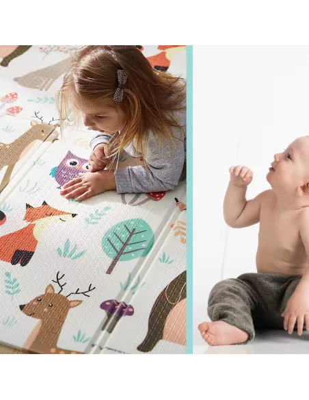 MATA PIANKOWA EDUKACYJNA SKŁADANA LAS 150x200cm ZWIERZĘTA SOWY