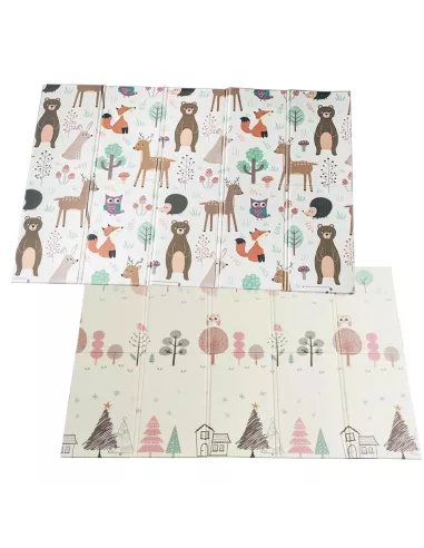 MATA PIANKOWA EDUKACYJNA SKŁADANA LAS 150x200cm ZWIERZĘTA SOWY