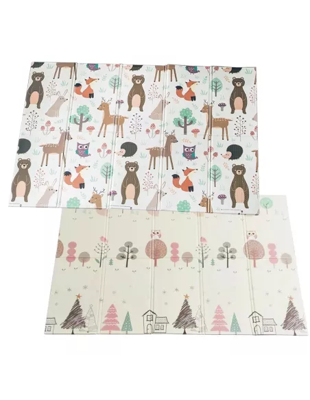 MATA PIANKOWA EDUKACYJNA SKŁADANA LAS 150x200cm ZWIERZĘTA SOWY