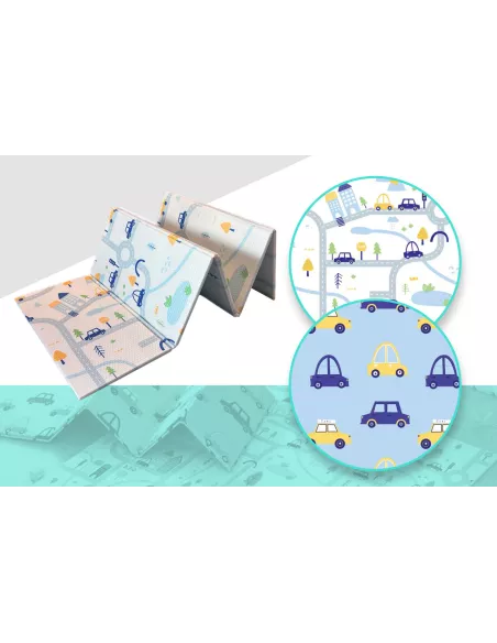 MATA PIANKOWA EDUKACYJNA SKŁADANA DUŻA 150x200cm AUTKA ULICE