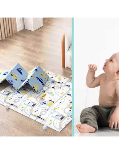 MATA PIANKOWA EDUKACYJNA SKŁADANA DUŻA 150x200cm AUTKA ULICE