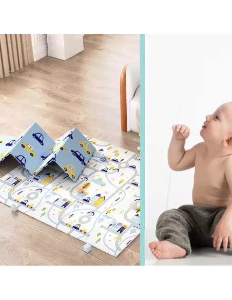 MATA PIANKOWA EDUKACYJNA SKŁADANA DUŻA 150x200cm AUTKA ULICE