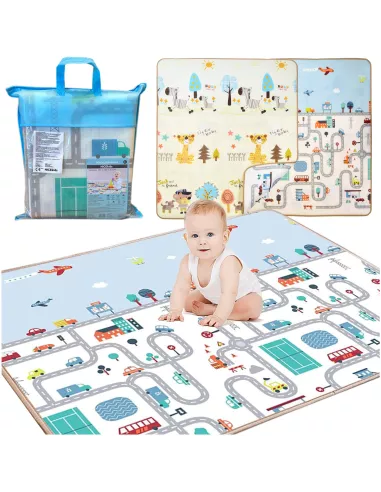 MATA PIANKOWA DUŻA DWUSTRONNA SKŁADANA 150 x 180 TYGRYS ULICE