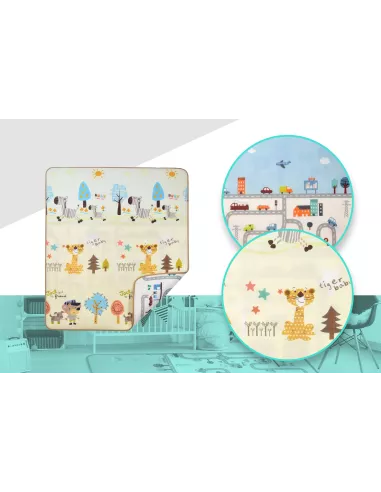 MATA PIANKOWA DUŻA DWUSTRONNA SKŁADANA 150 x 180 TYGRYS ULICE