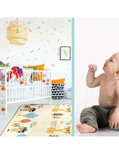 MATA PIANKOWA DUŻA DWUSTRONNA SKŁADANA 150 x 180 TYGRYS ULICE