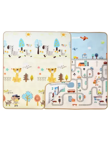 MATA PIANKOWA DUŻA DWUSTRONNA SKŁADANA 150 x 180 TYGRYS ULICE