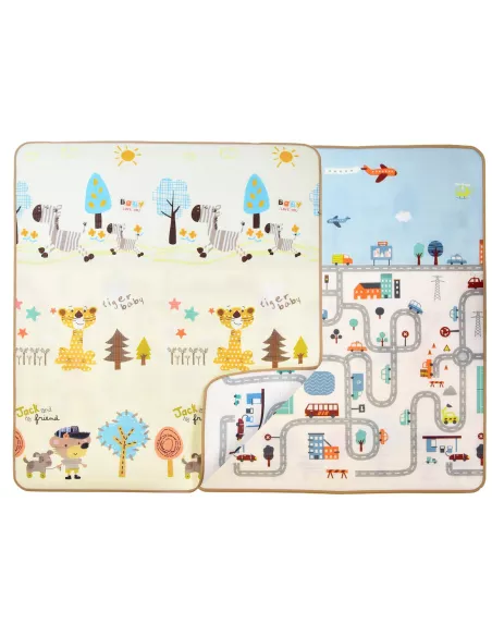 MATA PIANKOWA DUŻA DWUSTRONNA SKŁADANA 150 x 180 TYGRYS ULICE