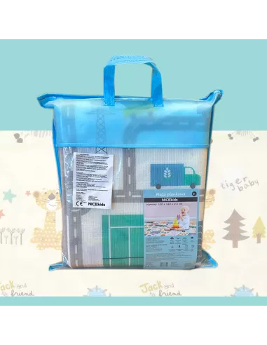 MATA PIANKOWA DUŻA DWUSTRONNA SKŁADANA 150 x 180 TYGRYS ULICE