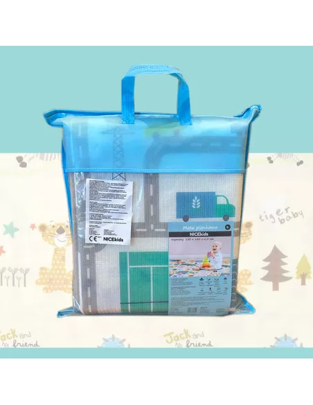 MATA PIANKOWA DUŻA DWUSTRONNA SKŁADANA 150 x 180 TYGRYS ULICE