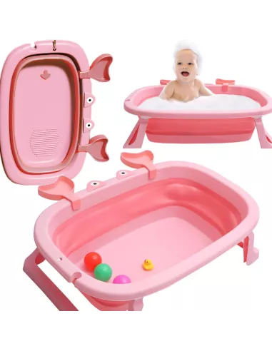 DUŻA WANIENKA WANNA DZIECI SKŁADANA TURYSTYCZNA SILIKON RÓŻ