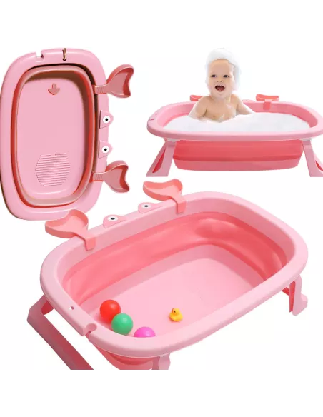 DUŻA WANIENKA WANNA DZIECI SKŁADANA TURYSTYCZNA SILIKON RÓŻ