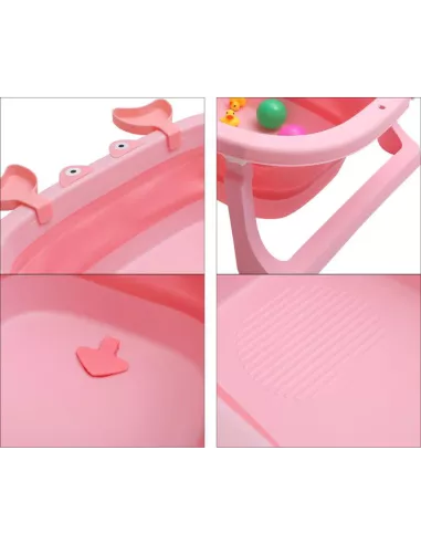 DUŻA WANIENKA WANNA DZIECI SKŁADANA TURYSTYCZNA SILIKON RÓŻ