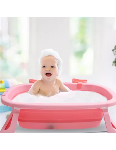 DUŻA WANIENKA WANNA DZIECI SKŁADANA TURYSTYCZNA SILIKON RÓŻ