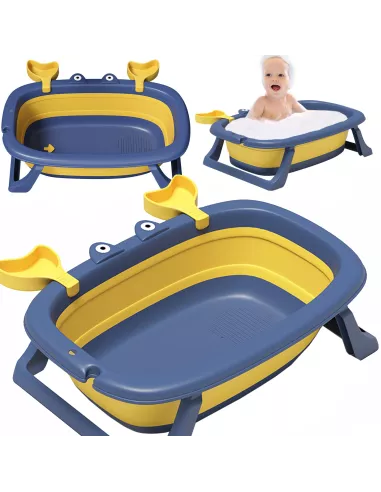 DUŻA WANIENKA WANNA DZIECI SKŁADANA TURYSTYCZNA SILIKON NIEBIESKO-ŻÓŁTA