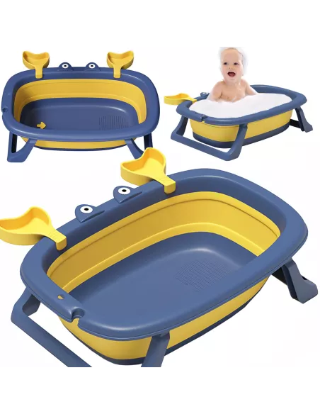 DUŻA WANIENKA WANNA DZIECI SKŁADANA TURYSTYCZNA SILIKON NIEBIESKO-ŻÓŁTA