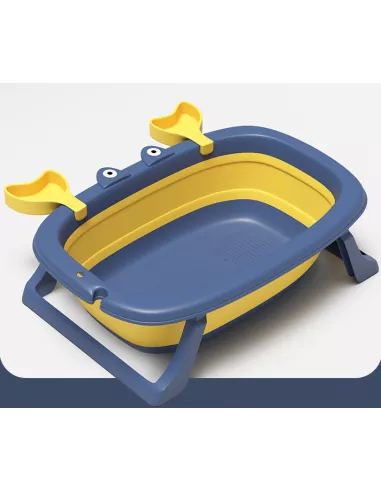 DUŻA WANIENKA WANNA DZIECI SKŁADANA TURYSTYCZNA SILIKON NIEBIESKO-ŻÓŁTA