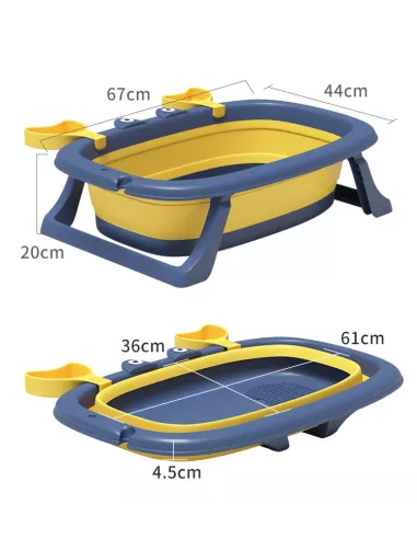 DUŻA WANIENKA WANNA DZIECI SKŁADANA TURYSTYCZNA SILIKON NIEBIESKO-ŻÓŁTA
