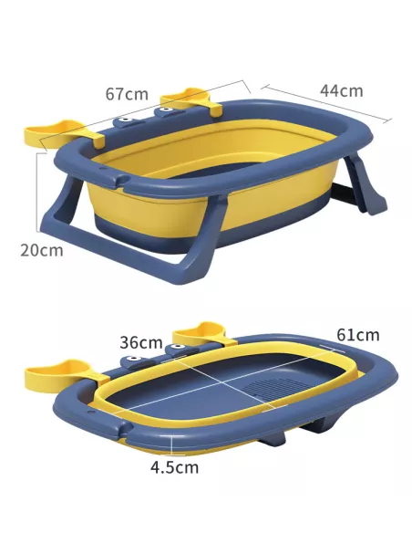 DUŻA WANIENKA WANNA DZIECI SKŁADANA TURYSTYCZNA SILIKON NIEBIESKO-ŻÓŁTA