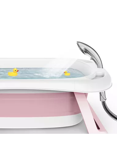 DUŻA WANIENKA WANNA DZIECI SKŁADANA TURYSTYCZNA SILIKON FOTELIK TERMOMETR RÓŻOWA