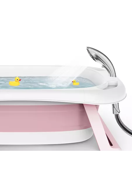 DUŻA WANIENKA WANNA DZIECI SKŁADANA TURYSTYCZNA SILIKON FOTELIK TERMOMETR RÓŻOWA