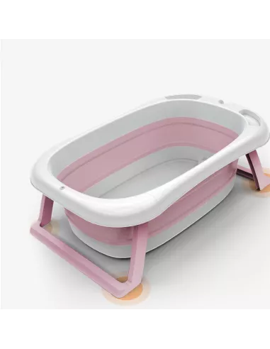DUŻA WANIENKA WANNA DZIECI SKŁADANA TURYSTYCZNA SILIKON FOTELIK TERMOMETR RÓŻOWA