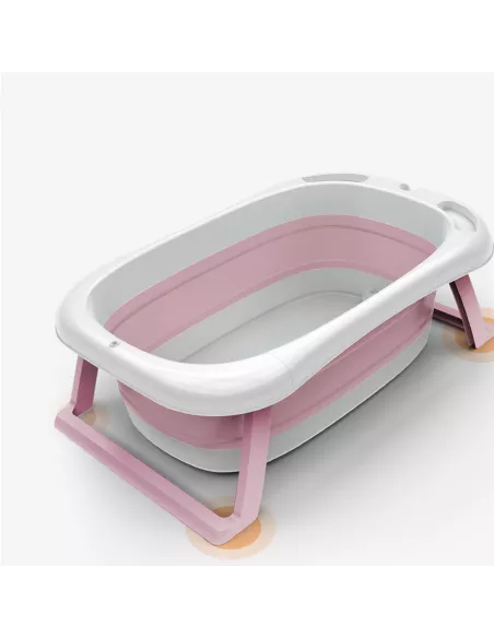 DUŻA WANIENKA WANNA DZIECI SKŁADANA TURYSTYCZNA SILIKON FOTELIK TERMOMETR RÓŻOWA