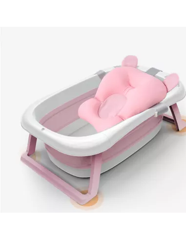 DUŻA WANIENKA WANNA DZIECI SKŁADANA TURYSTYCZNA SILIKON FOTELIK TERMOMETR RÓŻOWA