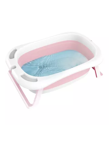 DUŻA WANIENKA WANNA DZIECI SKŁADANA TURYSTYCZNA SILIKON FOTELIK TERMOMETR RÓŻOWA
