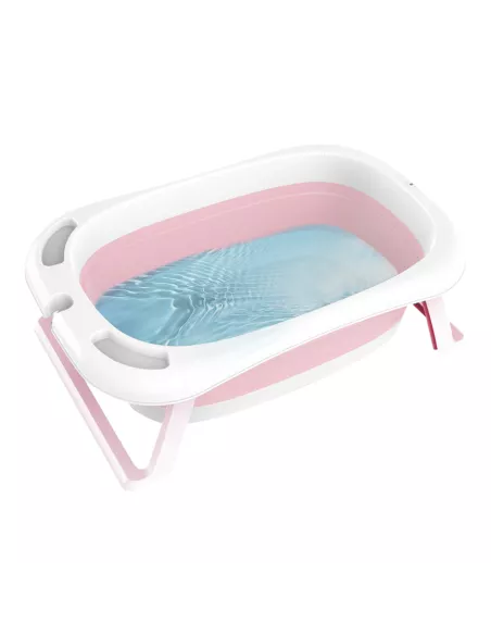 DUŻA WANIENKA WANNA DZIECI SKŁADANA TURYSTYCZNA SILIKON FOTELIK TERMOMETR RÓŻOWA