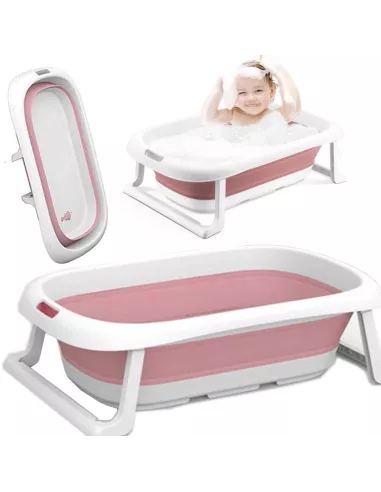 DUŻA WANIENKA WANNA DZIECI SKŁADANA TURYSTYCZNA SILIKON RÓŻOWA