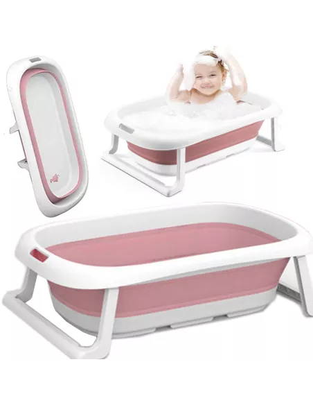 DUŻA WANIENKA WANNA DZIECI SKŁADANA TURYSTYCZNA SILIKON RÓŻOWA