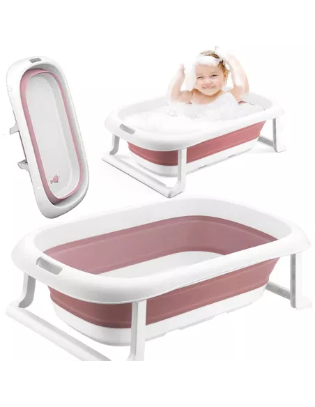 DUŻA WANIENKA WANNA DZIECI SKŁADANA TURYSTYCZNA SILIKON RÓŻOWA