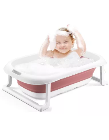 DUŻA WANIENKA WANNA DZIECI SKŁADANA TURYSTYCZNA SILIKON RÓŻOWA