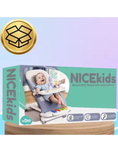 LEŻACZEK DLA NIEMOWLĄT BUJACZEK SKŁADANY NICEKIDS + PIANINKO GRZECHOTKI ZABAWKI GRAJĄCE