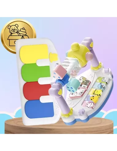 LEŻACZEK DLA NIEMOWLĄT BUJACZEK SKŁADANY NICEKIDS + PIANINKO GRZECHOTKI ZABAWKI GRAJĄCE