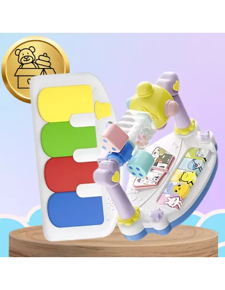 LEŻACZEK DLA NIEMOWLĄT BUJACZEK SKŁADANY NICEKIDS + PIANINKO GRZECHOTKI ZABAWKI GRAJĄCE