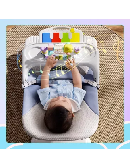 LEŻACZEK DLA NIEMOWLĄT BUJACZEK SKŁADANY NICEKIDS + PIANINKO GRZECHOTKI ZABAWKI GRAJĄCE