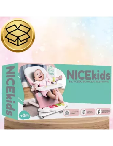 LEŻACZEK DLA NIEMOWLĄT BUJACZEK SKŁADANY NICEKIDS + PIANINKO GRZECHOTKI ZABAWKI GRAJĄCE