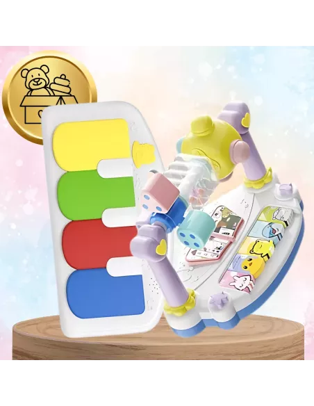 LEŻACZEK DLA NIEMOWLĄT BUJACZEK SKŁADANY NICEKIDS + PIANINKO GRZECHOTKI ZABAWKI GRAJĄCE