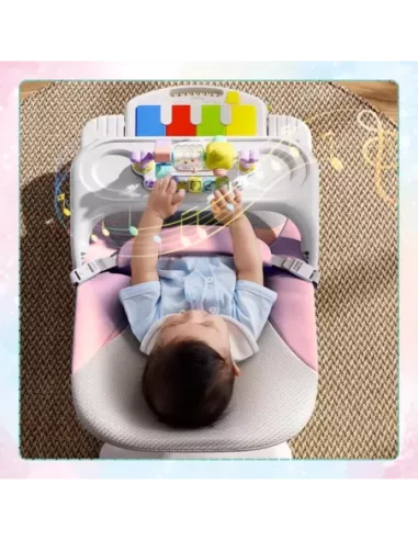 LEŻACZEK DLA NIEMOWLĄT BUJACZEK SKŁADANY NICEKIDS + PIANINKO GRZECHOTKI ZABAWKI GRAJĄCE